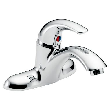 Click here to see Delta 22C001 Delta 22C001 Tech Single Control Cast Centerset Lavatory Faucet, No Pop-Up, Vandal-Resistant Aerator Outlet, Chrome