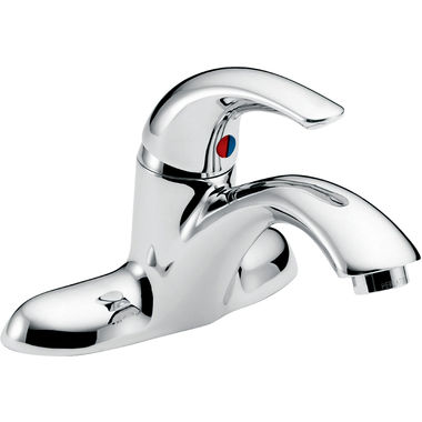 Click here to see Delta 22C101 Delta 22C101 Tech Single Control Cast Centerset Lavatory Faucet, No Pop-Up Hole, Vandal-Resistant Aerator Outlet, Chrome