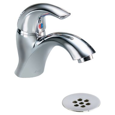Click here to see Delta 22C901 Delta 22C901 Tech Single Control Cast Lavatory Faucet, 1 Hole, Open Grid Strainer, Vandal-Resistant Aerator Outlet, Chrome
