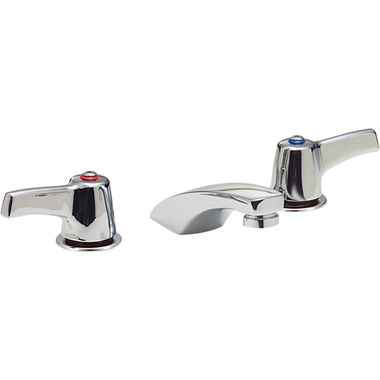 Click here to see Delta 23C338 Delta 23C338 TECK Widespread Lavatory Faucet, Cast Spout, Self Close Hooded Lever, No Pop-Up, VR Aerator, Chrome