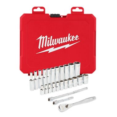 Click here to see Milwaukee 48-22-9404 Milwaukee 1/4-Inch SAE Drive Ratchet and Socket Set, 26 Pieces - 48-22-9404