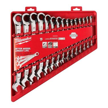 Click here to see Milwaukee 48-22-9416 Milwaukee 15-piece SAE Ratcheting Combination Wrench Set - 48-22-9416