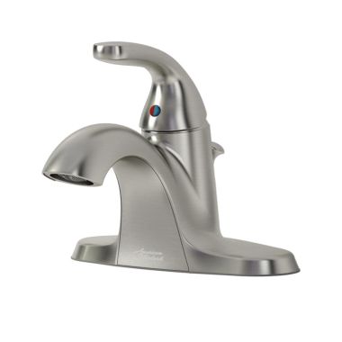 Click here to see  9091110.295 American Standard Cadet 2.0 Single-Lever Handle Centerset Brushed Nickel Lavatory Faucet with Plastic Drain, 1.2 GPM, Lead-Free - 9091110.295