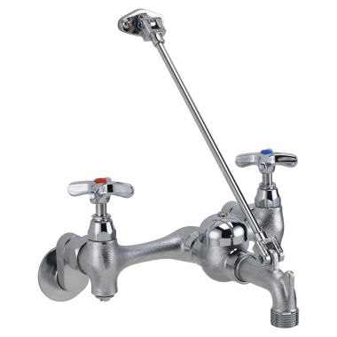 Click here to see Delta 28T9-AC DELTA 28T9-AC COMMERCIAL TWO HANDLE WALL-MOUNT FAUCET CHROME