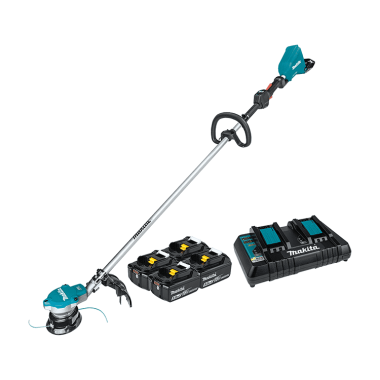 Click here to see Makita XRU15PT1 Makita 36V (18V X2) LXT Lithium-Ion, Extreme Protection Technology (XPT), String Trimmer Kit with 4 Batteries (5.0Ah), Cordless, Brushless - XRU15PT1