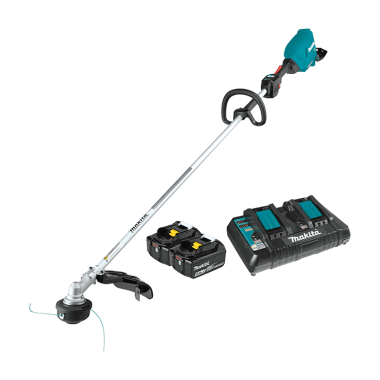 Click here to see Makita XRU18PT Makita 36V (18V X2) LXT Lithium-Ion, Extreme Protection Technology (XPT), String Trimmer Kit with 2 Batteries (5.0Ah), Cordless, Brushless - XRU18PT
