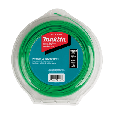 Click here to see Makita T-03361 Makita Co-Polymer Nylon, Round Trimmer Line, 0.080”, Green, 400’, 1 lbs. - T-03361