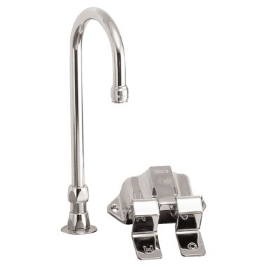 Click here to see Delta 54T5434A Delta 54T5434A Floor-Mounted Double Foot Pedal Surgeon Scrub-Up Valve w/ Deckmount Gooseneck, Aerator, 1.5 gpm