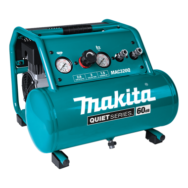Click here to see Makita MAC320Q Makita Quiet Series Electric Air Compressor, 1‑1/2 HP, 3 Gallon, Oil‑Free - MAC320Q