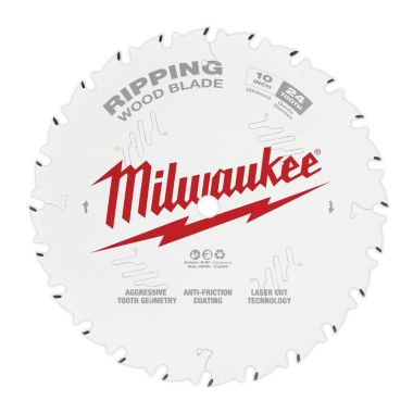 Click here to see Milwaukee 48-40-1020 Milwaukee 10in 24T Ripping Circular Saw Blade with 5/8in Arbor Size and 0.094 Kerf Thickness - 48-40-1020