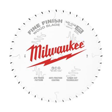 Click here to see Milwaukee 48-40-1040 Milwaukee 10-1/4in 40T Fine Finish Circular Saw Blade with 5/8in Arbor Size and 0.102 Kerf Thickness - 48-40-1040