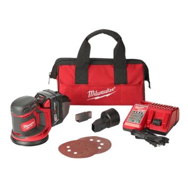 Click here to see Milwaukee 2648-21 Milwaukee 5in M18 18V Lithium-Ion Cordless Random Orbit Sander with 3/32in Orbit Diameter, M18 Starter Kit, (1) 5.0Ah Battery, and Charger - 2648-21