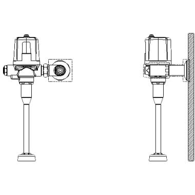 Click here to see Delta 81T231BTA-30 Delta 81T231BTA-30 TECK Battery-Op. Exposed Flush Valve for Sloan/Zurn, 0.5 gpf, 3/4