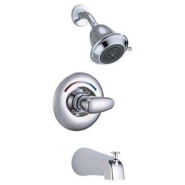 Click here to see Delta T13H222 Delta T13H222 TECK MultiChoice Universal Pressure Balance Tub/Shower Trim w/ Diverter Spout, 3-Setting Touch-Clean Showerhead, Lever, Chrome