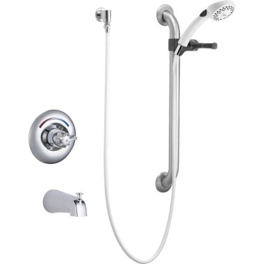 Click here to see Delta T13H253-05 Delta Commercial Pressure-Balance Tub Faucet with Handshower, 36