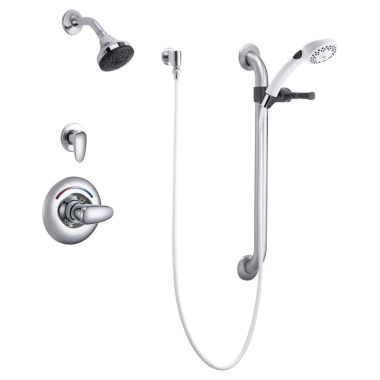 Click here to see Delta T13H332 Delta T13H332 TECK MultiChoice Universal Pressure Balance Shower Trim w/ Hand Shower, Touch-Clean Showerhead, Lever, Chrome