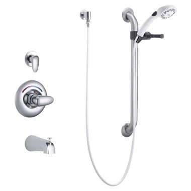 Click here to see Delta T13H902 Delta T13H902 TECK MultiChoice Universal Pressure Balance Tub/Shower Trim w/ Hand Shower, No Showerhead, Lever, Chrome