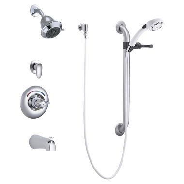 Click here to see Delta T13H923 Delta T13H923 Chrome Commercial Dual Shower Trim With Handshower