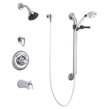 Click here to see Delta T13H933 Delta T13H933 Chrome Commercial Dual Shower Trim With Handshower