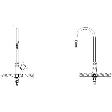Click here to see Delta W6600 Delta W6600 Teck Deckmount 2-Arm Lab Handle Faucet w/ Gooseneck, Fits 7/8