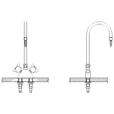 Click here to see Delta W6700 Delta Commercial W6700 Deckmount Mixing Faucet With Rigid Swivel Spout