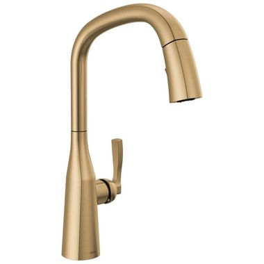 Click here to see Delta 9176-CZ-PR-DST Delta Stryke 10/30/2023 One-Handle Pull-Down Champagne Bronze Kitchen Faucet, 1.8 GPM, Lever Handle, Diamond Seal Technology, ADA - 9176-CZ-PR-DST