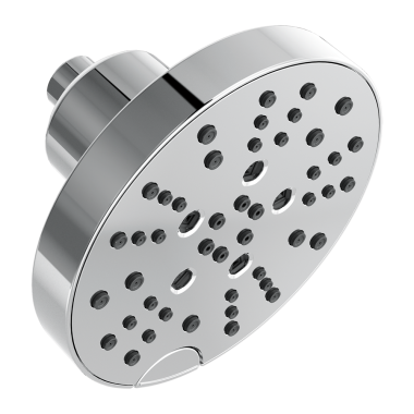 Click here to see Delta 52668-PR Delta H2Okinetic 5-Setting Raincan Round Shower Head, 1.75 GPM, Lumicoat Chrome - 52668-PR