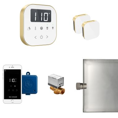 Click here to see Mr. Steam ABUTLERXW-SB Mr Steam AirButler Max Steam Generator Control Kit  Package in White Satin Brass - ABUTLERXW-SB