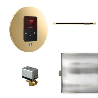 Click here to see Mr. Steam BBUTLERLRPB Mr Steam Basic Butler Linear Steam Generator Control Kit  Package in Round Polished Brass - BBUTLERLRPB