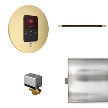 Click here to see Mr. Steam BBUTLERLRSB Mr Steam Basic Butler Linear Steam Generator Control Kit  Package in Round Satin Brass - BBUTLERLRSB