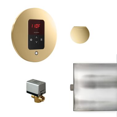 Click here to see Mr. Steam BBUTLERRPB Mr Steam Basic Butler Steam Generator Control Kit  Package in Round Polished Brass - BBUTLERRPB