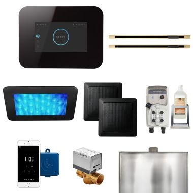 Click here to see Mr. Steam I3DRMLXBK-PB Mr Steam iDream Max Linear Polished Brass Steam Generator Control Kit  Package in Black - I3DRMLXBK-PB