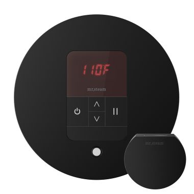Click here to see Mr. Steam MSITEMPORD-MB Mr Steam iTempo Round Steam Shower Control in Matte Black with Polished Chrome Bezel - MSITEMPORD-MB
