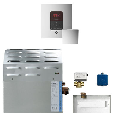 Click here to see Mr. Steam 10C1ADA0000 Mr Steam MSSUPER1EC1 10kW Steam Generator with Butler Square Package in Polished Chrome - 10C1ADA0000