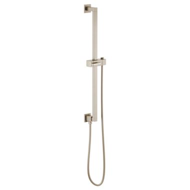 Click here to see Brizo 74799-NK Brizo 74799-NK Essential Linear Square Slide Bar with Metal Hose - Luxe Nickel