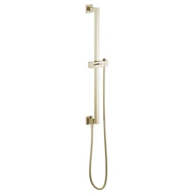 Click here to see Brizo 74799-PN Brizo 74799-PN Essential Linear Square Slide Bar with Metal Hose - Polished Nickel