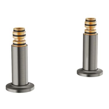 Click here to see Brizo T71765-SL Brizo Deck Mount Tub Filler Unions with Dual Column, Solid Brass, Brilliance Luxe Steel - T71765-SL