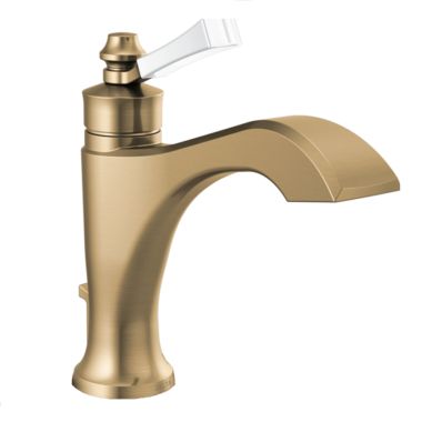 Click here to see Delta 556-GSMPU-DST Delta Dorval Champagne Bronze/Porcelain Lavatory Faucet, Metal Pop-Up, 1.2 GPM, Single-Handle, DIAMOND Seal, Lever Handle - 556-GSMPU-DST