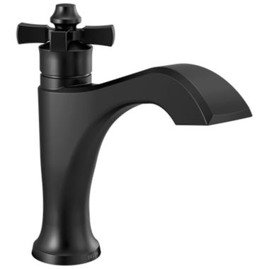Click here to see Delta 557-BLMPU-DST Delta Dorval Matte Black Lavatory Faucet, Metal Pop-Up, 1.2 GPM, Single-Handle, DIAMOND Seal, Cross Handle - 557-BLMPU-DST