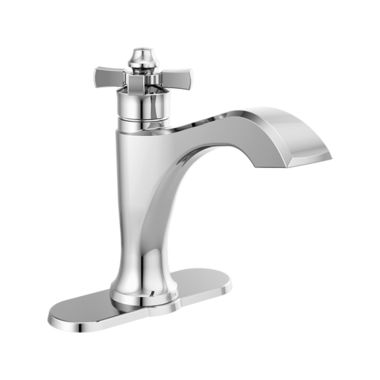 Click here to see Delta 557-LPU-DST Delta Dorval Chrome Lavatory Faucet, Less Pop-Up, 1.2 GPM, Single-Handle, DIAMOND Seal, Cross Handle - 557-LPU-DST