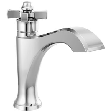 Click here to see Delta 557-MPU-DST Delta Dorval Chrome Lavatory Faucet, Metal Pop-Up, 1.2 GPM, Single-Handle, DIAMOND Seal, Cross Handle - 557-MPU-DST