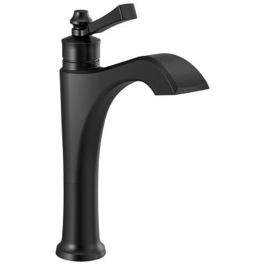 Click here to see Delta 656-BL-DST Delta Dorval Mid-Height Matte Black Lavatory Faucet, Less Drain, 1.2 GPM, Single-Handle, DIAMOND Seal, Lever Handle - 656-BL-DST