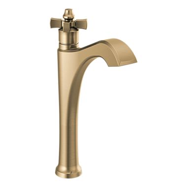Click here to see Delta 657-CZ-DST Delta Dorval Mid-Height Champagne Bronze Lavatory Faucet, Less Drain, 1.2 GPM, Single-Handle, DIAMOND Seal, Cross Handle - 657-CZ-DST