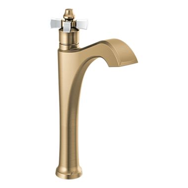 Click here to see Delta 657-GS-DST Delta Dorval Mid-Height Champagne Bronze/Porcelain Lavatory Faucet, Less Drain, 1.2 GPM, Single-Handle, DIAMOND Seal, Cross Handle - 657-GS-DST
