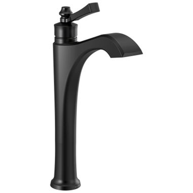 Click here to see Delta 756-BL-DST Delta Dorval Matte Black Vessel Lavatory Faucet, Less Drain, 1.2 GPM, Single-Handle, DIAMOND Seal, Lever Handle - 756-BL-DST