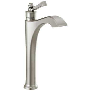 Click here to see Delta 756-SS-DST Delta Dorval Stainless Vessel Lavatory Faucet, Less Drain, 1.2 GPM, Single-Handle, DIAMOND Seal, Lever Handle - 756-SS-DST