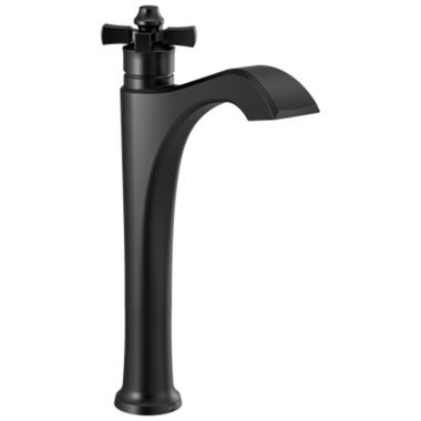 Click here to see Delta 757-BL-DST Delta Dorval Matte Black Vessel Lavatory Faucet, Less Drain, 1.2 GPM, Single-Handle, DIAMOND Seal, Cross Handle - 757-BL-DST