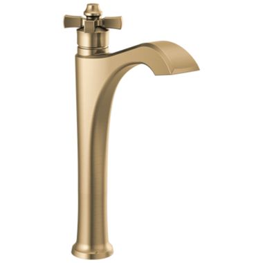 Click here to see Delta 757-CZ-DST Delta Dorval Champagne Bronze Vessel Lavatory Faucet, Less Drain, 1.2 GPM, Single-Handle, DIAMOND Seal, Cross Handle - 757-CZ-DST