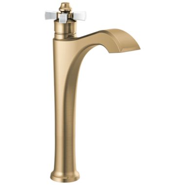 Click here to see Delta 757-GS-DST Delta Dorval Champagne Bronze/Porcelain Vessel Lavatory Faucet, Less Drain, 1.2 GPM, Single-Handle, DIAMOND Seal, Cross Handle - 757-GS-DST