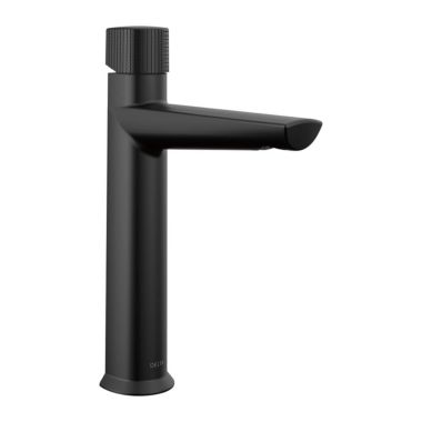 Click here to see Delta 673-BL-DST Delta Galeon Mid-Height Matte Black Lavatory Faucet, Less Drain, 1.2 GPM, DIAMOND Seal, Knurled Handle - 673-BL-DST